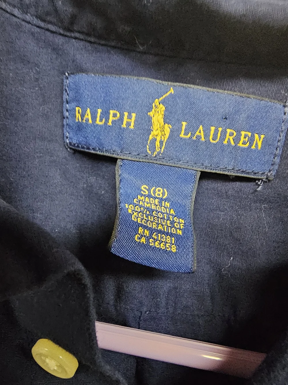 Ralph Lauren Navy Shirt with Yellow Polo Logo